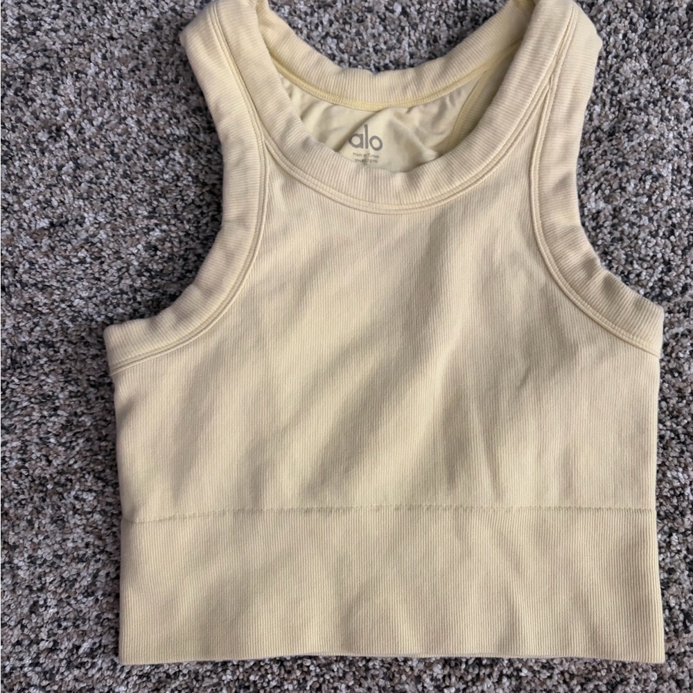 ALO Yoga Pale Yellow Crewneck Sweatshirt
